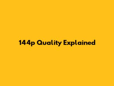 144p Quality Explained