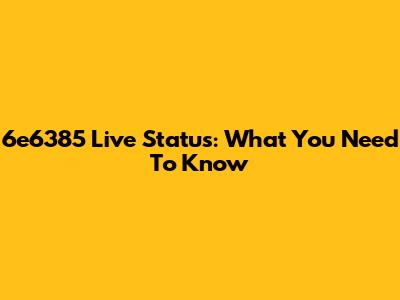 6e6385 Live Status: What You Need To Know