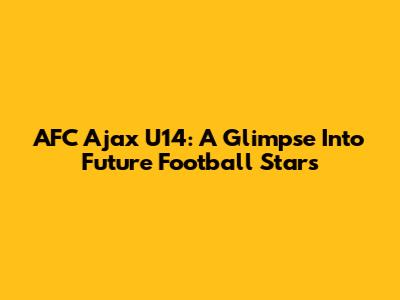 AFC Ajax U14: A Glimpse Into Future Football Stars