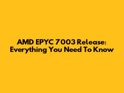 AMD EPYC 7003 Release: Everything You Need To Know