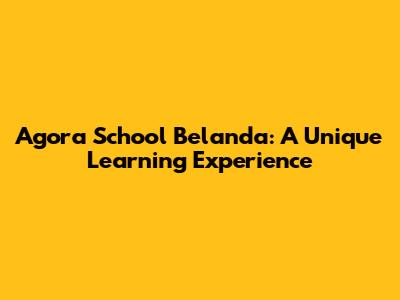 Agora School Belanda: A Unique Learning Experience