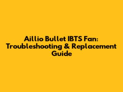 Aillio Bullet IBTS Fan: Troubleshooting & Replacement Guide