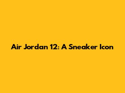 Air Jordan 12: A Sneaker Icon