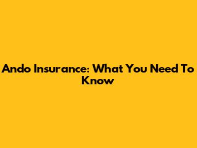 Ando Insurance: What You Need To Know