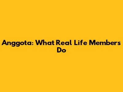 Anggota: What Real Life Members Do
