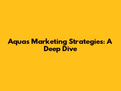 Aqua's Marketing Strategies: A Deep Dive