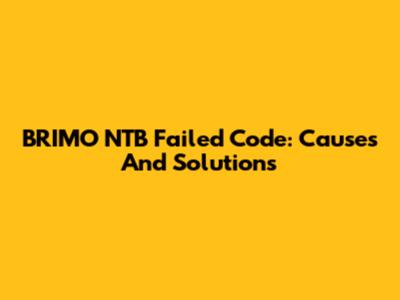 BRIMO NTB Failed Code: Causes And Solutions