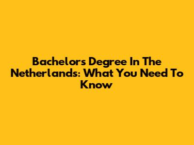 Bachelor's Degree In The Netherlands: What You Need To Know
