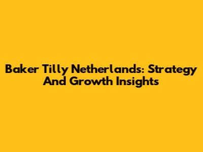 Baker Tilly Netherlands: Strategy And Growth Insights