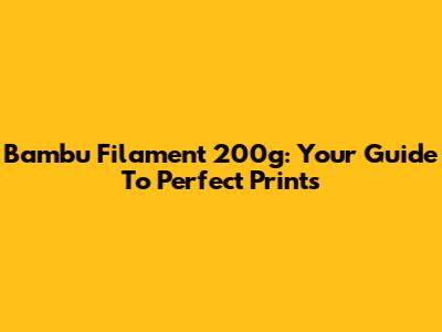 Bambu Filament 200g: Your Guide To Perfect Prints