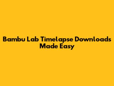 Bambu Lab Timelapse Downloads Made Easy