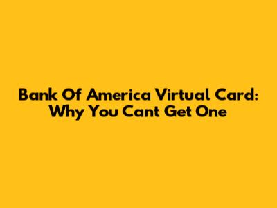 Bank Of America Virtual Card: Why You Can't Get One