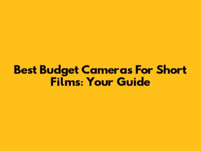 Best Budget Cameras For Short Films: Your Guide
