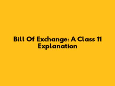 Bill Of Exchange: A Class 11 Explanation