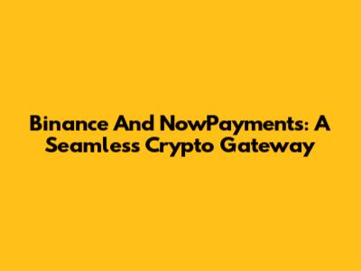 Binance And NowPayments: A Seamless Crypto Gateway