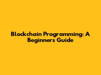 Blockchain Programming: A Beginner's Guide