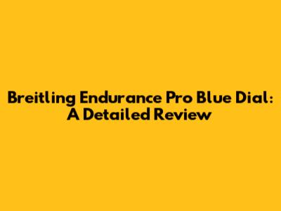 Breitling Endurance Pro Blue Dial: A Detailed Review