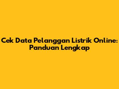 Cek Data Pelanggan Listrik Online: Panduan Lengkap