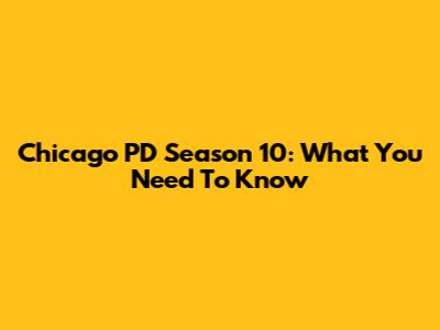 Chicago PD Season 10: What You Need To Know