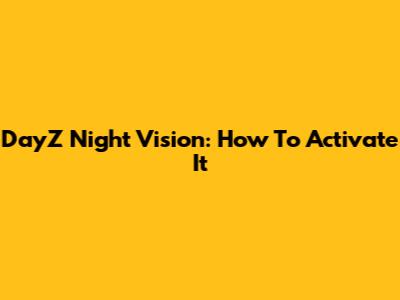 DayZ Night Vision: How To Activate It
