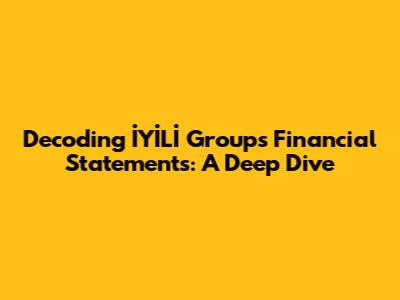 Decoding İYİLİ Group's Financial Statements: A Deep Dive