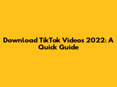 Download TikTok Videos 2022: A Quick Guide