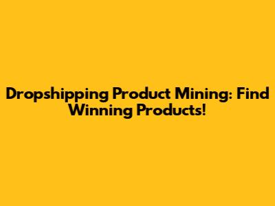 Dropshipping Product Mining: Find Winning Products!