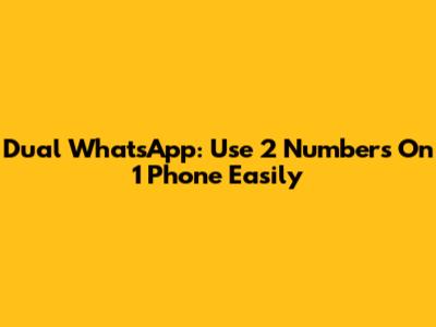 Dual WhatsApp: Use 2 Numbers On 1 Phone Easily