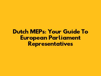 Dutch MEPs: Your Guide To European Parliament Representatives