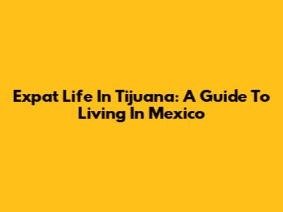 Expat Life In Tijuana: A Guide To Living In Mexico