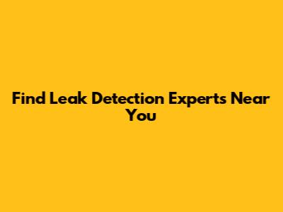 Find Leak Detection Experts Near You