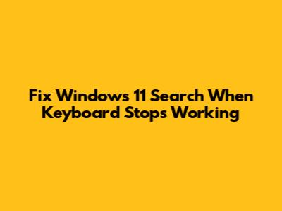 Fix Windows 11 Search When Keyboard Stops Working