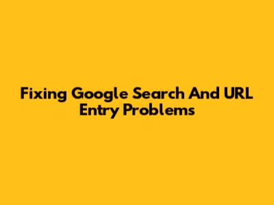 Fixing Google Search And URL Entry Problems