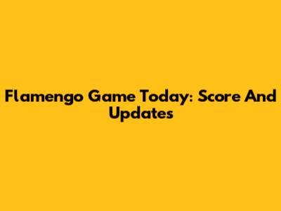 Flamengo Game Today: Score And Updates