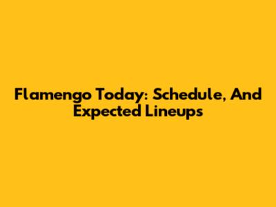 Flamengo Today: Schedule, And Expected Lineups