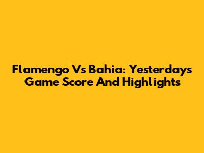 Flamengo Vs Bahia: Yesterday's Game Score And Highlights