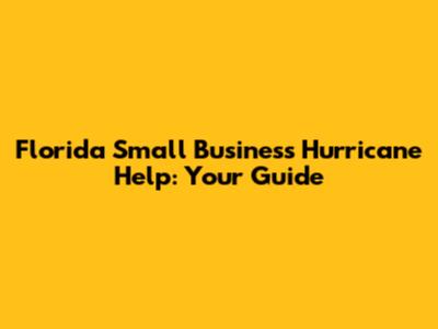 Florida Small Business Hurricane Help: Your Guide