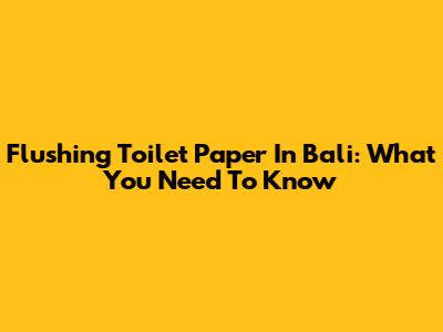 Flushing Toilet Paper In Bali: What You Need To Know