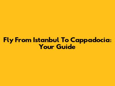 Fly From Istanbul To Cappadocia: Your Guide