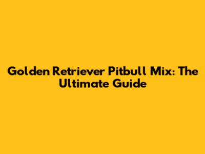 Golden Retriever Pitbull Mix: The Ultimate Guide