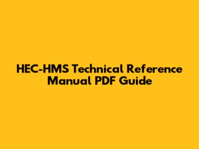 HEC-HMS Technical Reference Manual PDF Guide