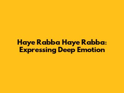 Haye Rabba Haye Rabba: Expressing Deep Emotion