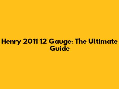 Henry 2011 12 Gauge: The Ultimate Guide
