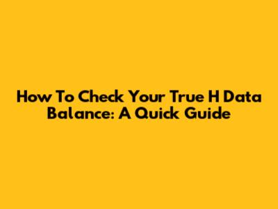 How To Check Your True H Data Balance: A Quick Guide