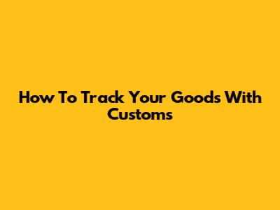How To Track Your Goods With Customs