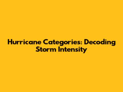 Hurricane Categories: Decoding Storm Intensity