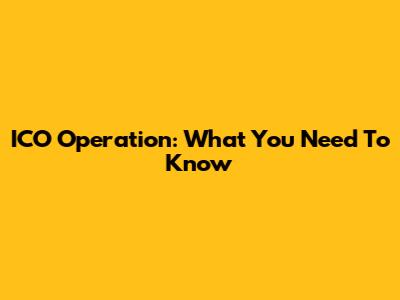 ICO Operation: What You Need To Know