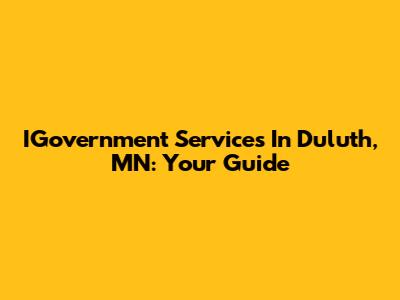 IGovernment Services In Duluth, MN: Your Guide