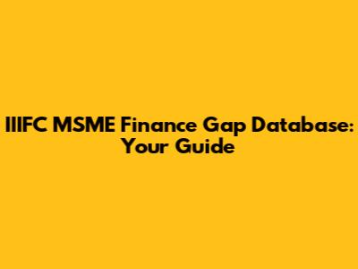 IIIFC MSME Finance Gap Database: Your Guide