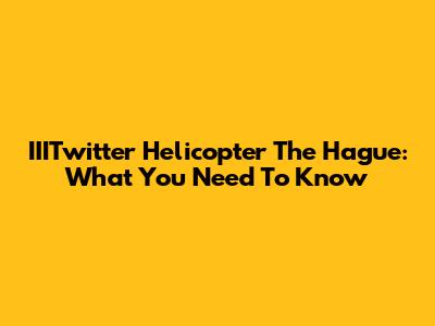 IIITwitter Helicopter The Hague: What You Need To Know